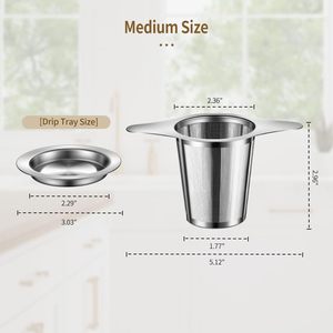 Premium Customized Logo Double Handle Fine Mesh Loose Leaf <b>Infuser</b> <b>Tea</b> Strainer Filter with Lid - Product Image 3
