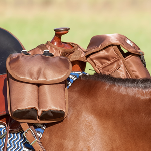 Échantillon gratuit Nouveau Sac de selle souple en nylon marron pour l'équitation Sac de transport pour équipement d'équitation Sacs de selle pour chevaux Siège arrière extensible - Product Image 1