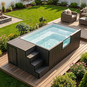 Piscina Elevada Pequeña y Grande para Exteriores, Azulejos de Mosaico, Piscina Familiar de Fibra de Vidrio para Jardín, Piscina Prefabricada en Contenedor - Product Image 1