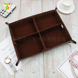 Entryway PU leather storage box, creative cross-shaped storage tray, folding bar tray, desktop clutter. - Product Image 4