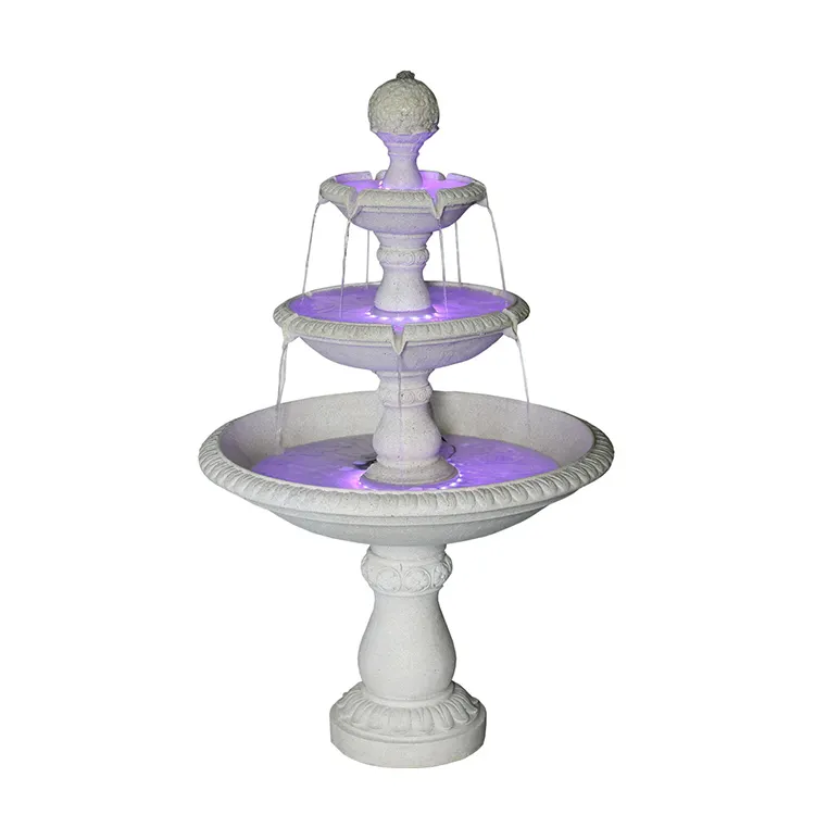 LEDライト付き4層ポリレジンガーデンデコレーションSan Pietro Tiered Cast Stone Outdoor Fountain
