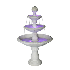 Decorazione da giardino in poliresina a 4 livelli con luce a led fontana da esterno in pietra fusa a più livelli - Product Image 1
