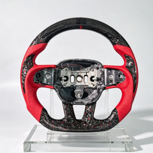 Accesorios para Automóviles <span class=keywords><strong>Dodge</strong></span> Charger Challenger, Volante de Fibra de Carbono Forjado Rojo, Personalizado de Alta Calidad, en Cuero Liso - Product Image 6