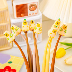 Творческая Студенческая мультяшная перьевая авторучка Капибара, милая силиконовая кисть, вопрос, гендерно-нейтральная ручка, милые канцелярские принадлежности - Product Image 3