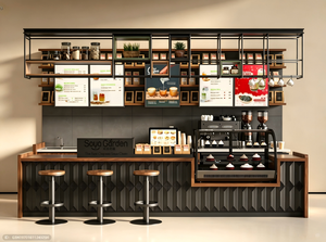 Diseño de Interiores de Cafetería de Lujo y Muebles Personalizados para Cafés |   Quiosco Minorista de Madera de Nogal y Solución Integral de Equipamiento de Tiendas - Product Image 2