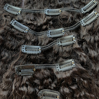 Extensions de cheveux à clipser sans couture de qualité supérieure 2024, noir naturel, texture Kinky Straight, extensions de cheveux Kinky Straight