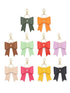 Porte-clés élégant en cuir PU avec nœud, breloques de luxe pour sac à main pour femmes, mousquetons promotionnels, ornements mignons en forme de nœud pour voiture, support de suspension - Product Image 5