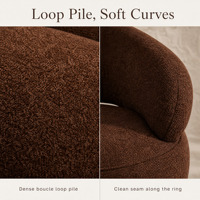 Fauteuil d'appoint moderne en bouclette marron foncé, fauteuil lounge rembourré avec dossier enveloppant, fauteuil barillet sculptural pour salon