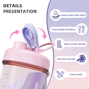 Bpa בקבוק פלסטיק 400 מ "ל 600 מ" ל מים עמיד בקבוק חלבון אבקת מים עם ערבוב חדר כושר כוסות שייקר - Product Image 3