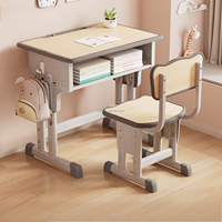Ensemble de bureau et de chaises pour étudiant unique réglable en métal pour l'école primaire