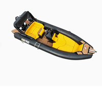 Nouveau Bateau de Luxe 25 Pieds 7,6 m de Loisir en Fibre de Verre, Coque Rigide Noire Zodiac Hypalon, Bateau Pneumatique de Pêche, Ponton Sportif