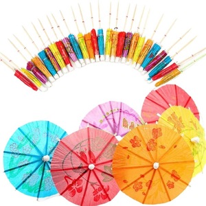 Disposable Cocktail Umbrellas 8cm Round Paper Drink Decorations For Birthday Party Cake Dessert Table Toppers - Product Image 5