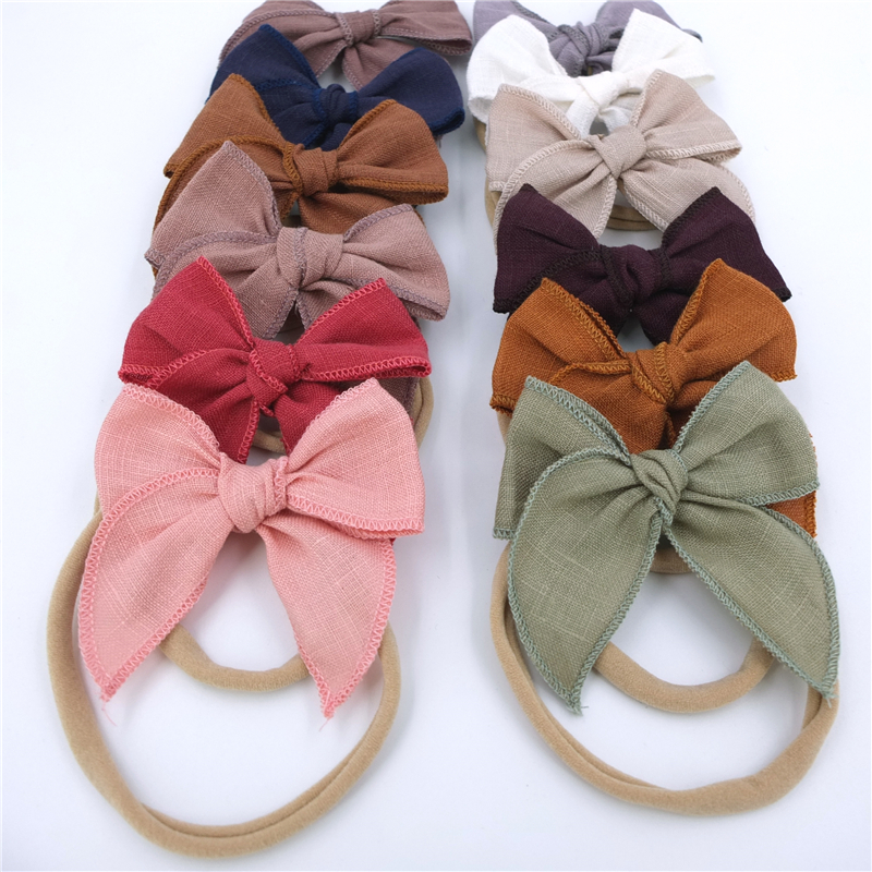 Небольшой Fable со стильным бантиком нейлоновая повязка повязки на голову, для детей ясельного возраста, для маленьких девочек, комплект постельного белья с повязкой на голову с бантом для новорожденных и детей Теплый искусственного меха кролика