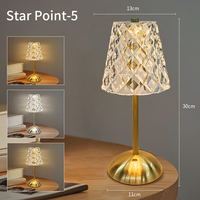 Lámpara de Mesa Decorativa Inalámbrica LED de 3W con Control Táctil, Funciona con Batería, de Metal y Cristal, para Dormitorio Moderno