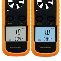 Anemómetro Digital de mano 0-30 m/s Medidor de velocidad del viento-10 ~ 45C Probador de temperatura Anemómetro con pantalla de retroiluminación LCD