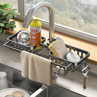 YL cuisine espace en aluminium évier égouttoir éponge stockage robinet support sur robinet savon égouttoir étagère panier organisateur