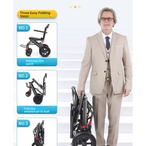 Portable Folding Wheelchair, Travel Wheelchair With Handbrake, Ultra-Light Wheelchair For The Elderly And Children - Product Image 3
