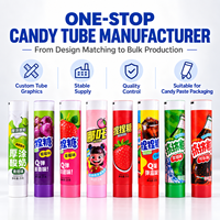 Tubes d'emballage pour bonbons en aluminium et plastique de qualité alimentaire imprimés sur mesure, sans BPA, avec bouchon à vis, assortiment coloré
