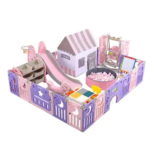 Hot Sale Laufs tall Zaun Baby Play Folding Indoor Kinder Kunststoff Full Sets Corrales Para Bebes Laufs tall mit Rutsche und Schaukel