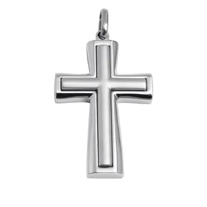 China manufacturer stainless steel custom men chain pendant cross with necklace engrabable