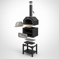 Mini four à pizza extérieur autonome au charbon de bois noir