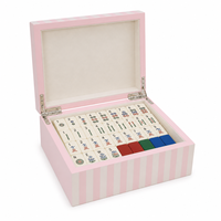 Ensemble de Mahjong en Bois Rose de Luxe Personnalisé en Gros avec 144 Tuiles et Charnières Métalliques pour Jeux à Domicile, Fêtes, Rangement et Voyage