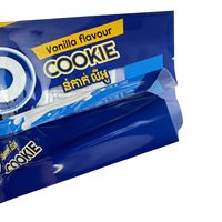 Bolsa de embalaje de galletas de plástico impresa personalizada, bolsa de embalaje de Mylar con sellado trasero térmico con ventana transparente para comida de galletas