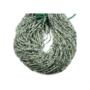 Chaîne de perles rondes en onyx vert à facettes pour la fabrication de bijoux, 13 pouces de long - Product Image 1