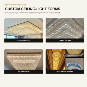 Lobby d'hôtel moderne, salon de villa, décoration de maison luxueuse, plafonnier <span class=keywords><strong>LED</strong></span> carré en cristal - Product Image 3