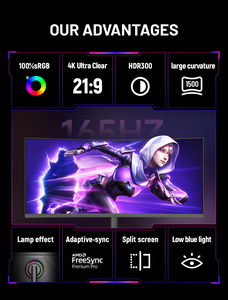 Moniteur de jeu incurvé 34 pouces 1500R 3440x1440 165Hz HDR300 <span class=keywords><strong>Ultra</strong></span> clair <span class=keywords><strong>WQHD</strong></span> avec interface DP Anti-lumière bleue pour ordinateur de bureau - Product Image 5