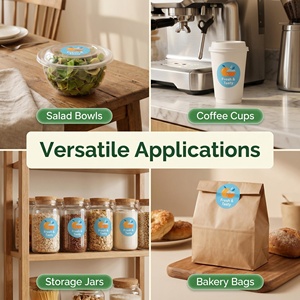 Custom Roll <b>Waterproof</b> Self Adhesive Food Sticker High Adhesion Custom Printed Logo <b>Label</b> for Coffee Cup Small Catering Business - Product Image 3