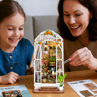 Casa de Madera Modelo Cabaña, Kit de Ensamblaje DIY, Invernadero en Miniatura, Adorno de Escritorio, Juguete de 32x21x5.5cm para Mayores de 14 Años