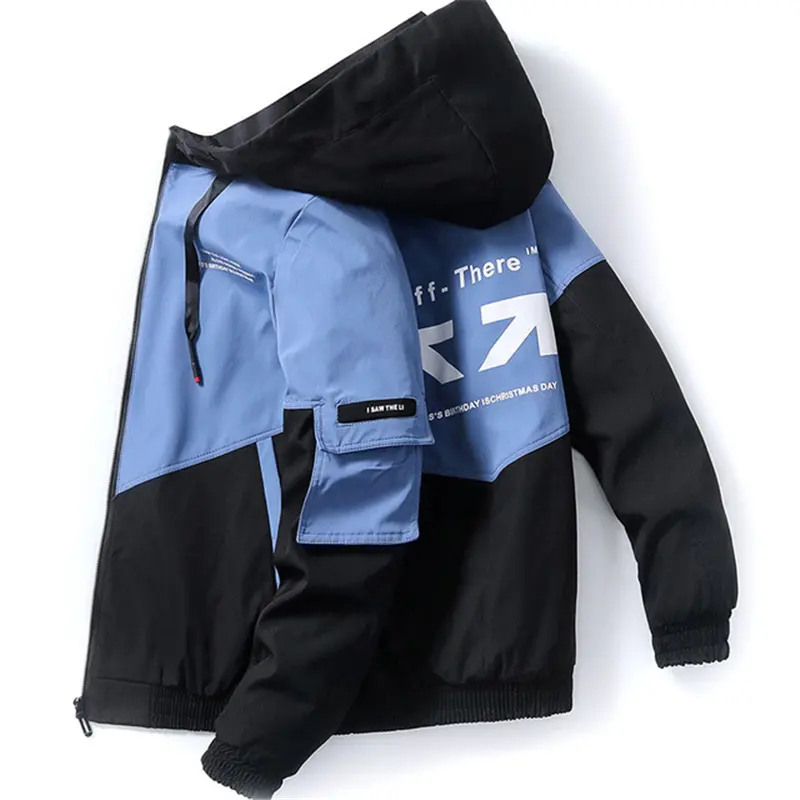 2023卸売人気服メンズジャケットアウトドアウェアフード付きコート軽量スリムパーカージッパーメンズファッションプリントジャケット