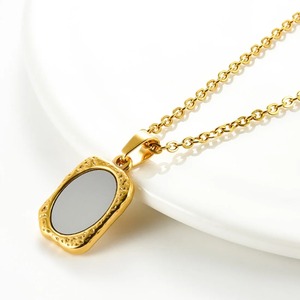 Collar con colgante de espejo vintage de acero inoxidable para mujeres y niñas, forma rectangular, barra en blanco, cadenas, gargantilla, regalos de joyería, 1 unidad - Product Image 3