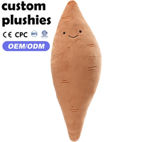 Oreiller en peluche Yam personnalisé OEM, doux et chaud, en forme de patate douce, avec broderie texturée pour la décoration intérieure