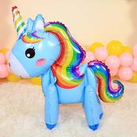 Balon Unicorn Berdiri Sendiri 3D Pelangi Kuda Unicorn Balon Film Aluminium Kartun Unicorn Foil Dekorasi Ulang Tahun