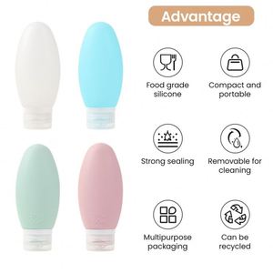 Ensemble d'organisateurs de voyage en silicone personnalisables et rechargeables, kit de bouteilles de voyage en silicone, articles de toilette, 2 oz 90 ml, ensemble de bouteilles de voyage en silicone - Product Image 6