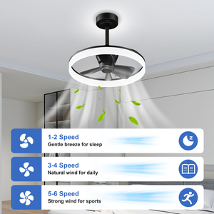 19.7'' LED Ring <b>Ceiling</b> <b>Fan</b> Light Downrod <b>Ceiling</b> <b>Fan</b> With Smart APP <b>Remote</b> <b>Control</b> 6 Speed Dimmable Color Changing Lighting - Product Image 4