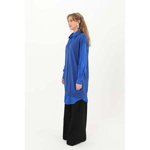 Camisa de Mujer Puane, Blusa de Manga Larga con Cuello Elegante, Color Azul Saxofón, Estilo Casual para Uso Diario - Product Image 2