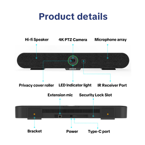 Système de Conférence Audio 4K UHD WODWIN WIN-DB6X avec IA, Cadrage Automatique, Suivi Vocal, Microphone Sans Fil Grand Angle 120° et <span class=keywords><strong>Barre</strong></span> de <span class=keywords><strong>Son</strong></span> - Product Image 6