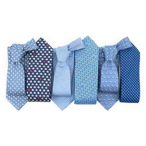 XINLI Wholesale High Quality Custom Logo Pattern Design Novelty Mens Handprinted Necktie 100% Silk Screen Printed Ties