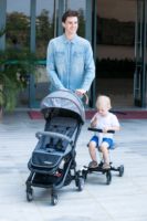 Chariot multifonctionnel 5-en-1 en tissu léger à 4 roues Chariot d'extérieur pliable luxueux pour bébé de 6 à 3 ans
