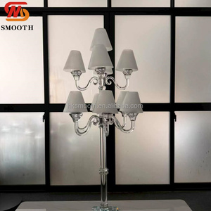 SMOOTH Table Centerpiece Clear Crystal <b>Rod</b> Base White Lampshade 11 Heads Candle <b>Holder</b> for Wedding Home Party Events Decor - Product Image 2