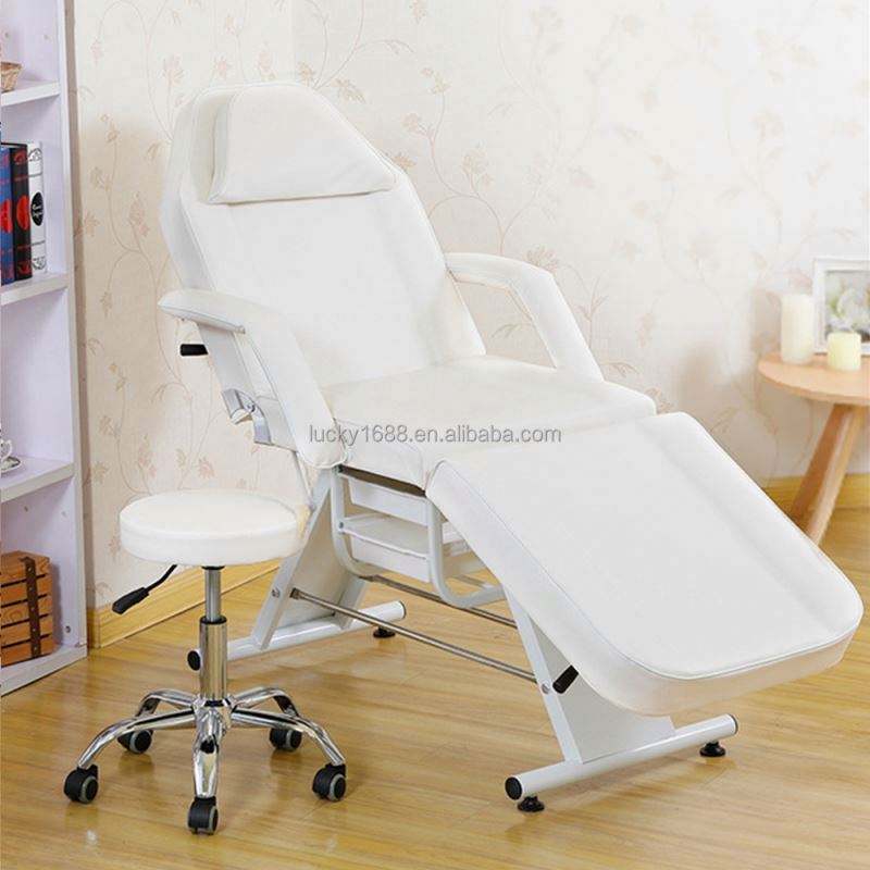 Foldable Black White Reclining Beauty Salon Chair Portable Eyelash ...
