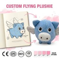 OEM ODM Mainan Boneka Babi Malaikat Terbang Super Lembut Custom Bordir Personal Gambar Kartun Babi Bersayap Hadiah Anak Grosir