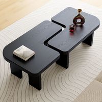 Mesa de Centro Moderna Minimalista de Madera Negra con Forma Irregular y Diseño de Mariposa para Sala de Estar