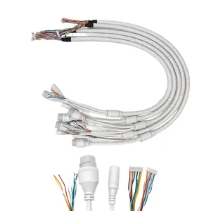 Kabel keamanan kustom 18C OD 9mm RJ45 dengan konektor Led DC JST Kamera CCTV IP rakitan kabel Poe