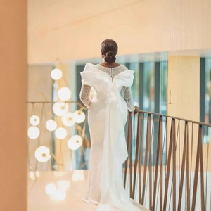 Vestidos de Novia Africanos Brillantes, Estilo Sirena, Manga Larga, Encaje, Aso Ebi, Vestidos de Novia para Mujeres Negras, Personalizados - Product Image 3