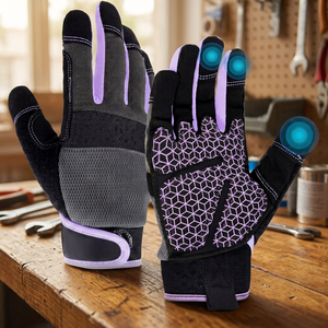 Gants anti-choc JNA GROUP, noirs, avec bouts des doigts texturés en PU, bracelet élastique antidérapant, sans latex, 7 oz, 16 pouces - Product Image 2