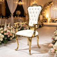 Luxuriöser Goldener Edelstahl-Thronstuhl Gepolsterter Hochzeitsstuhl Gepolsterter Königs- und Königinnen-Bankettstuhl Hotel-Event-Möbel